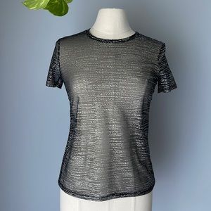 Victoria's Secret Sexy Sheer Black Silver Tee Shirt size S
